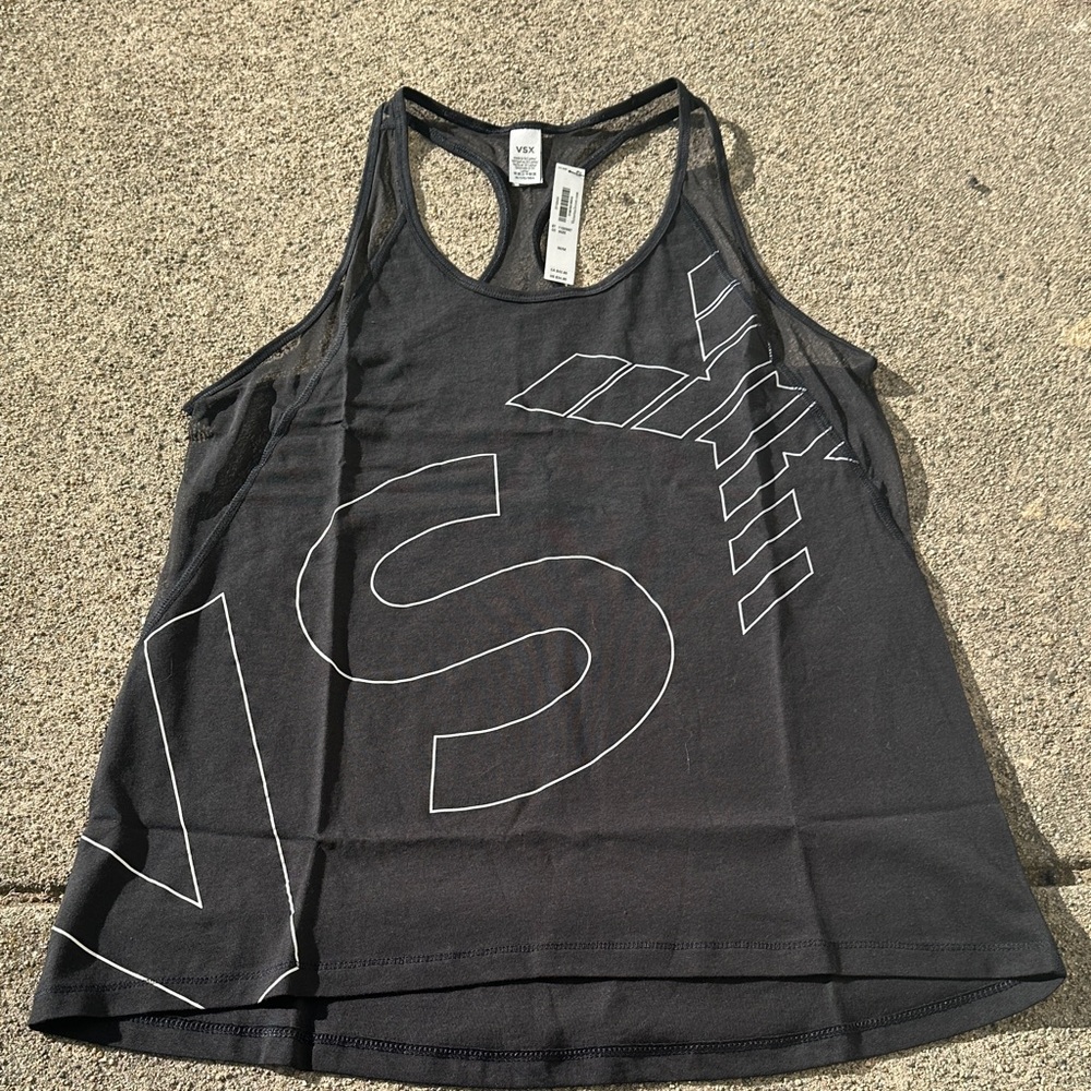Victoria's Secret Black Graphic Tank Top size Med brand new with tags